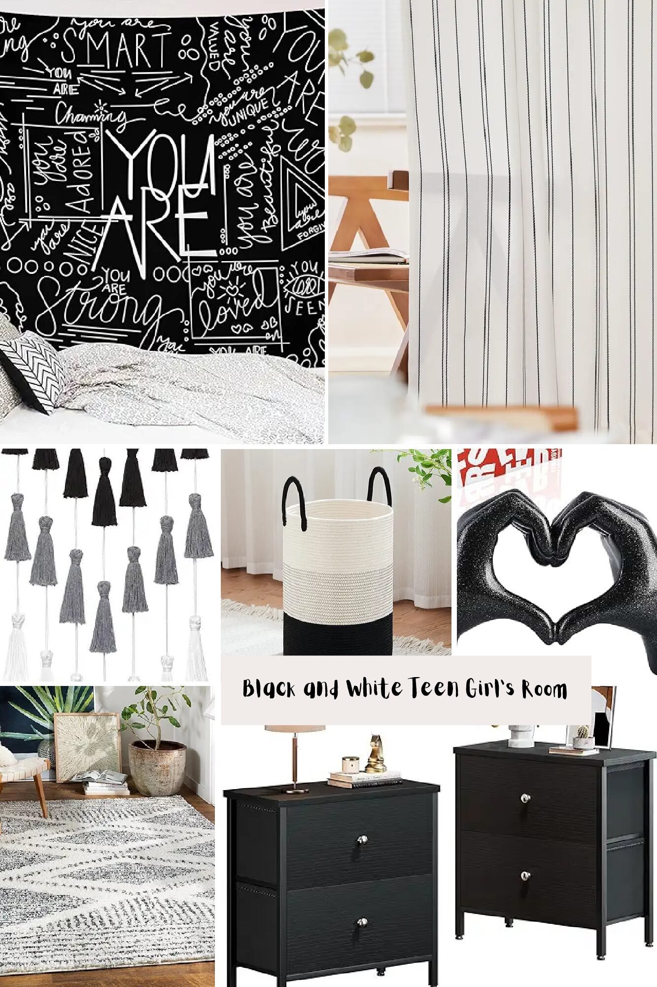 Theme ~ Black and White Teen Girls Room